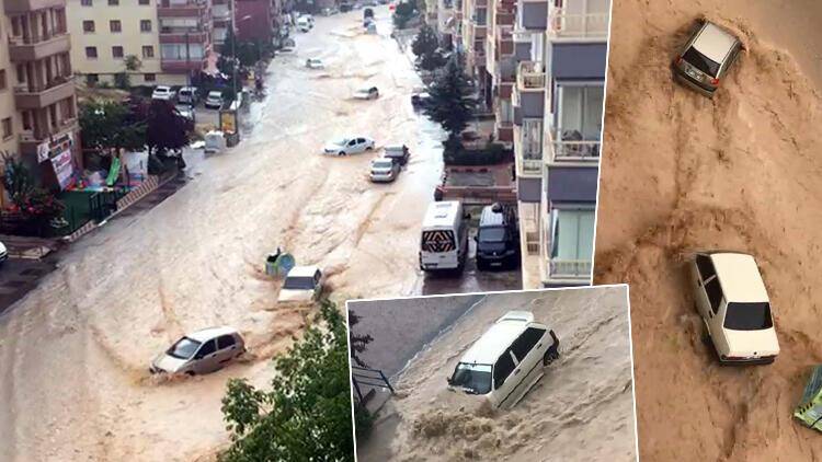 Ankara'nın Mamak ilçesinde yoğun sağanak yağış