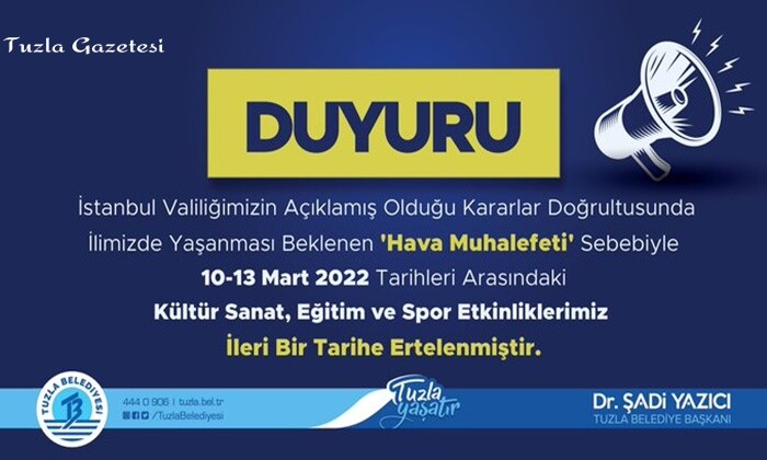 Tuzla Belediyesinden Duyuru 09 mart 2022
