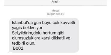 AFAD'dan SMS'li uyarı İstanbul'da sağanak yağış alarmı