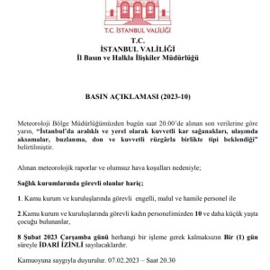 8 Şubat 2023 İstanbul'da hamile ve engelli kamu çalışanlarına izin