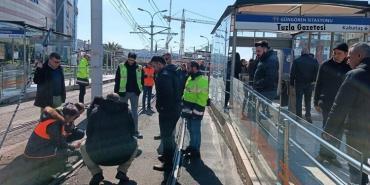 Güngören durağında Tramvay raydan çıktı