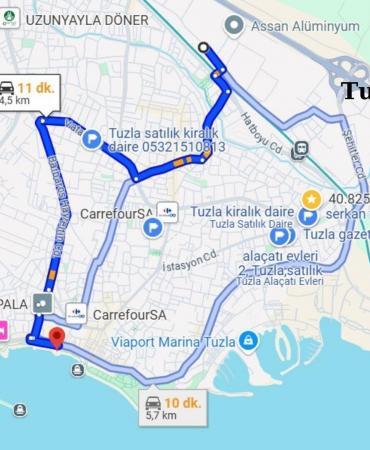 İstanbul Tuzla Sahil Yolu harita
